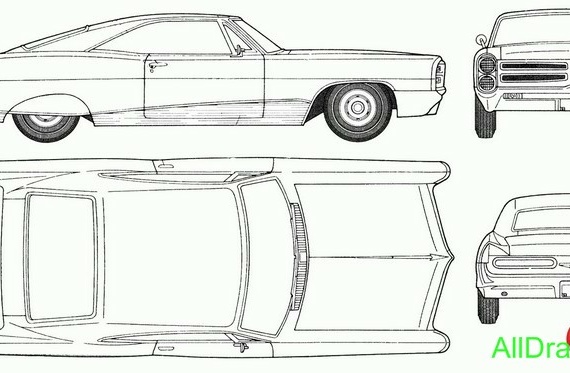 Pontiac Bonneville 2door hardtop (1966) (Pontiac Bonneville 2door hardtop (1966)) - drawings (drawings) of the car